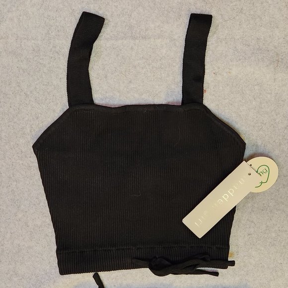 MADDEN GIRL Women's Black Two Piece Ribbed Knit Tank Top Biker Short Set - NWT - Picture 3 of 5